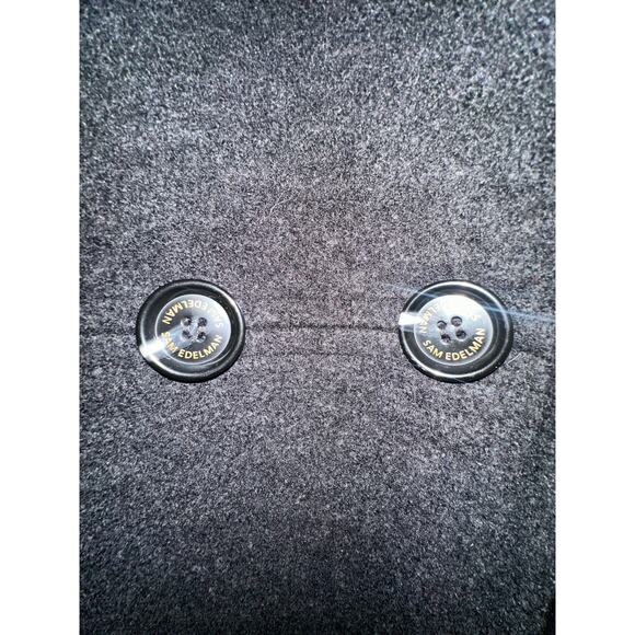 Sam Edelman Black Wool Pea coat Size 8 colorful lining long - Picture 4 of 10